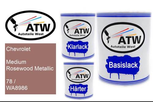 Chevrolet, Medium Rosewood Metallic, 78 / WA8986: 1L Lackdose + 1L Klarlack + 500ml Härter - Set, von ATW Autoteile West.